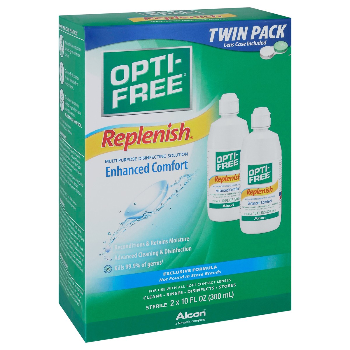 slide 6 of 9, Opti-Free Replenish Multi-Purpose Enhanced Comfort Twin Pack Disinfecting Solution 2 - 10 fl oz Bottle, 2 ct