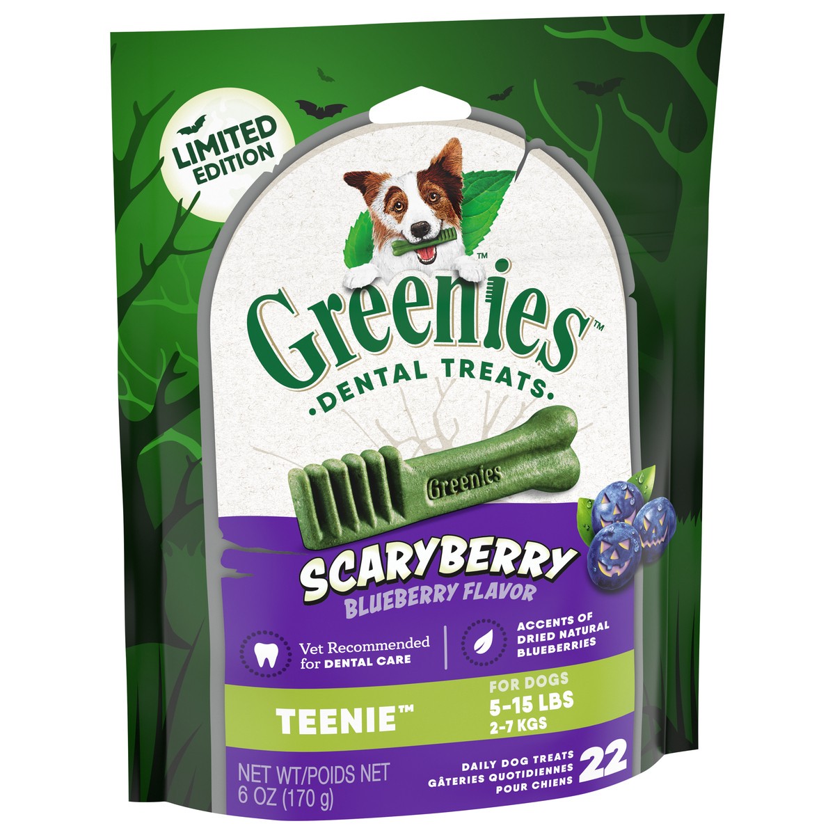 slide 2 of 9, Greenies Teenie Dental Scaryberry Blueberry Flavor Dog Treats 22 ea, 22 ct