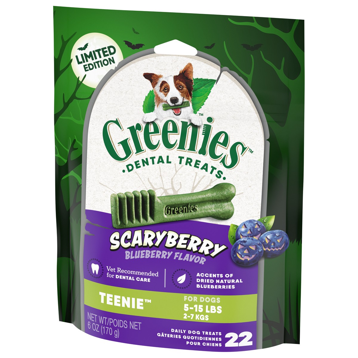 slide 3 of 9, Greenies Teenie Dental Scaryberry Blueberry Flavor Dog Treats 22 ea, 22 ct