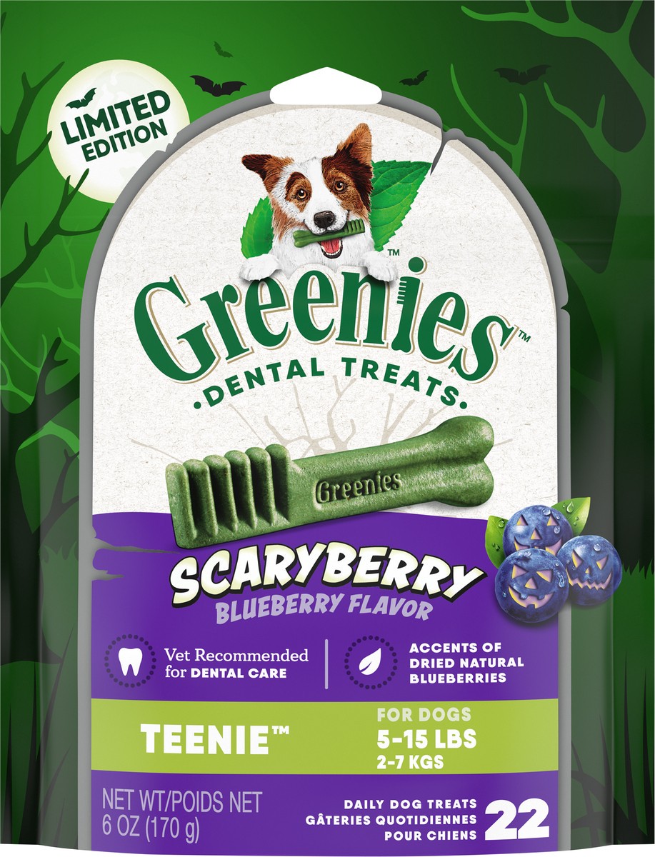 slide 6 of 9, Greenies Teenie Dental Scaryberry Blueberry Flavor Dog Treats 22 ea, 22 ct