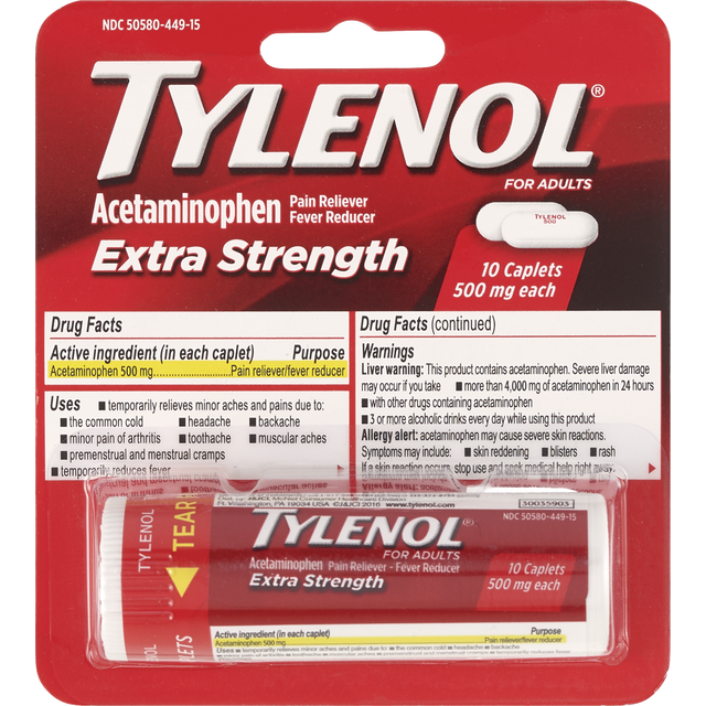 slide 1 of 1, Tylenol Tyl Extra Strength Vial, 10 ct