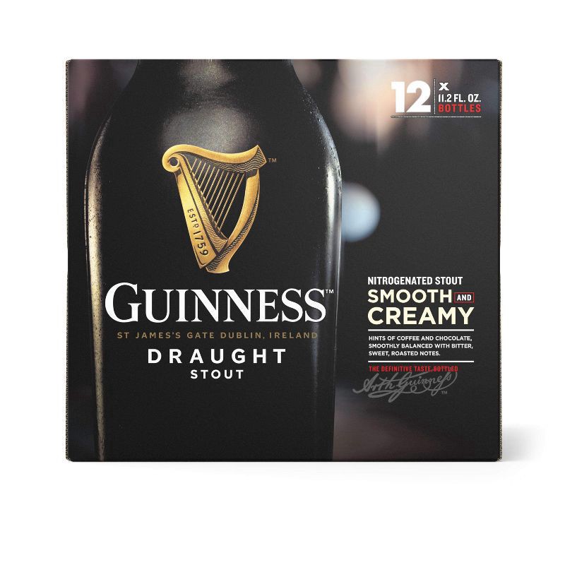 slide 4 of 9, Guinness Draught Beer, 11.2oz Bottles, 12pk, 12 ct; 11.2 fl oz