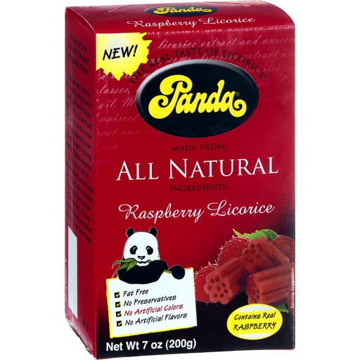slide 2 of 8, Panda Natural Raspberry Licorice Chew, 7 oz