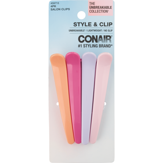 slide 1 of 1, CONAIR 4Pk Unbreakable Salon Clips, 1 ct