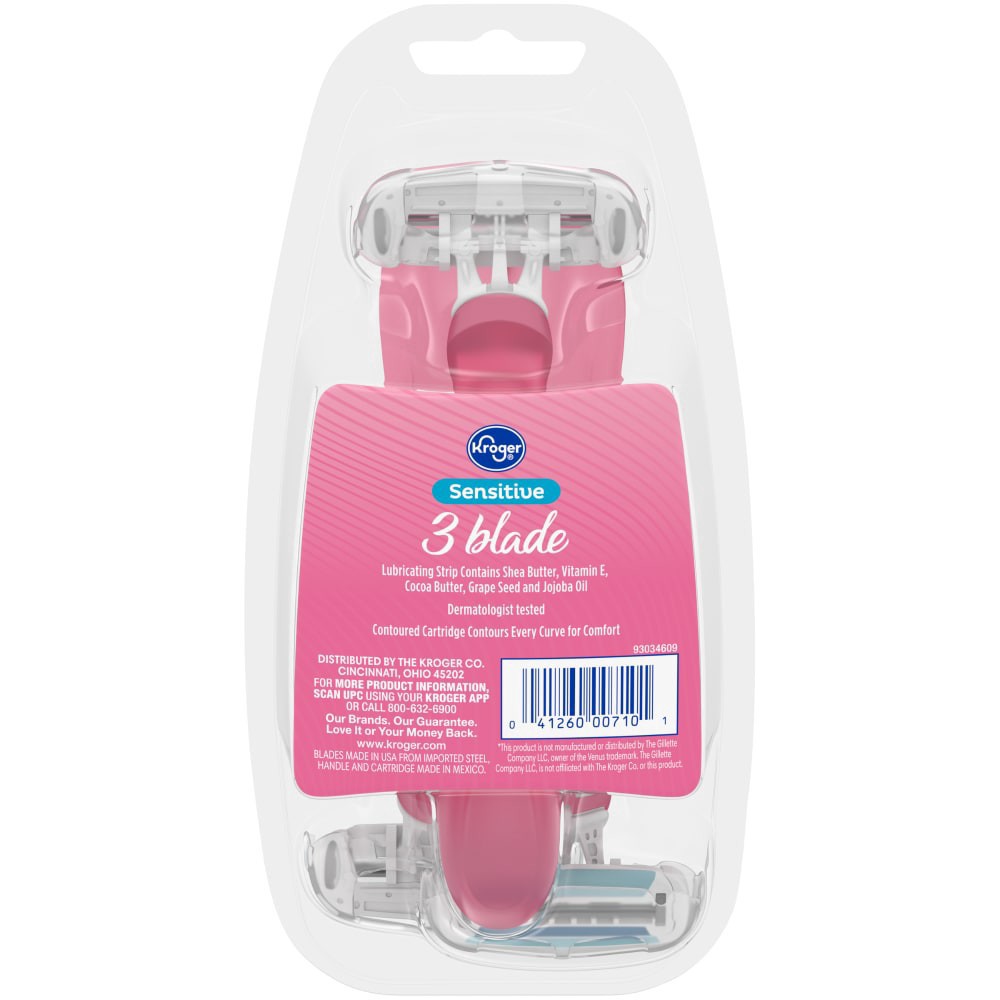 slide 3 of 3, Kroger Women's Sensitive 3 Blade Disposable Razors, 3 ct