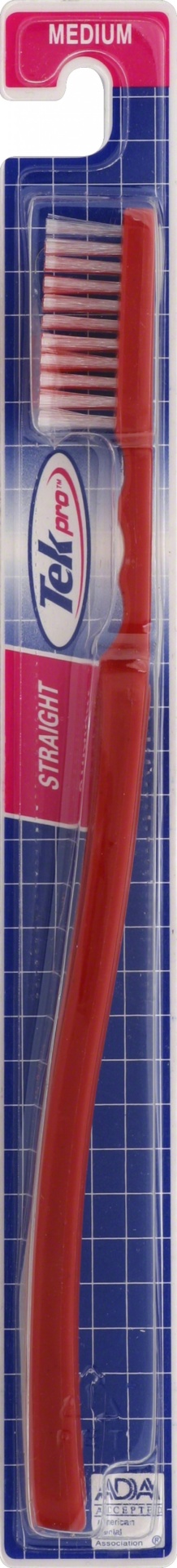 slide 1 of 1, Tek Pro Toothbrush Full Straight Medium Head, 1 ct