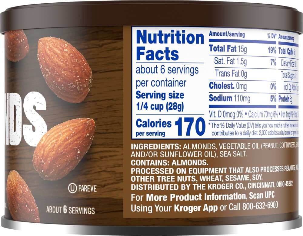 slide 3 of 4, Kroger Roasted Sea Salt Almonds, 6 oz