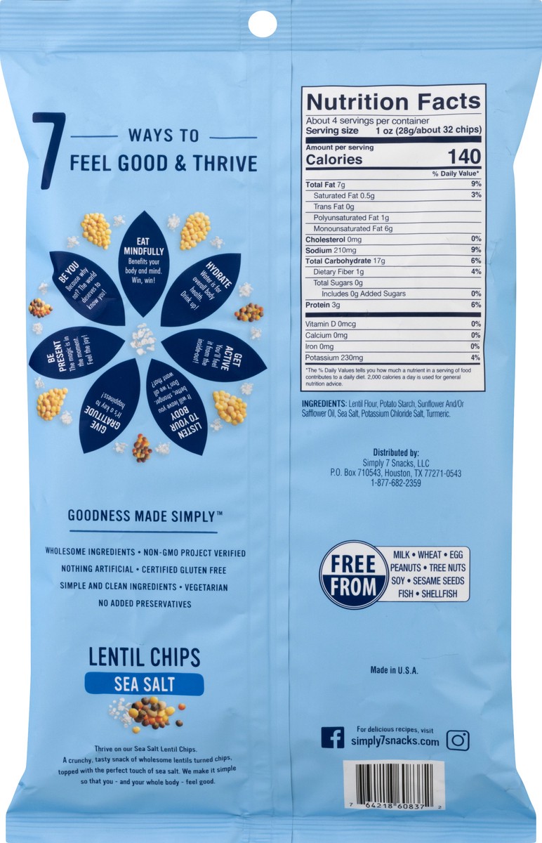 slide 9 of 9, Simply7 Sea Salt Lentil Chips 4 oz, 4 oz