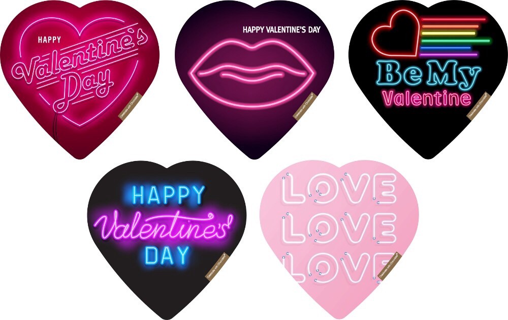 slide 1 of 1, Elmer Chocolate Neon Heart Box, 2 oz