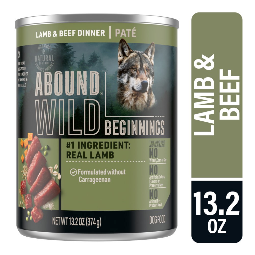 slide 3 of 6, Abound Wild Beginnings High Protein Red Meat Beef & Lamb Wet Dog Food, 13.2 oz