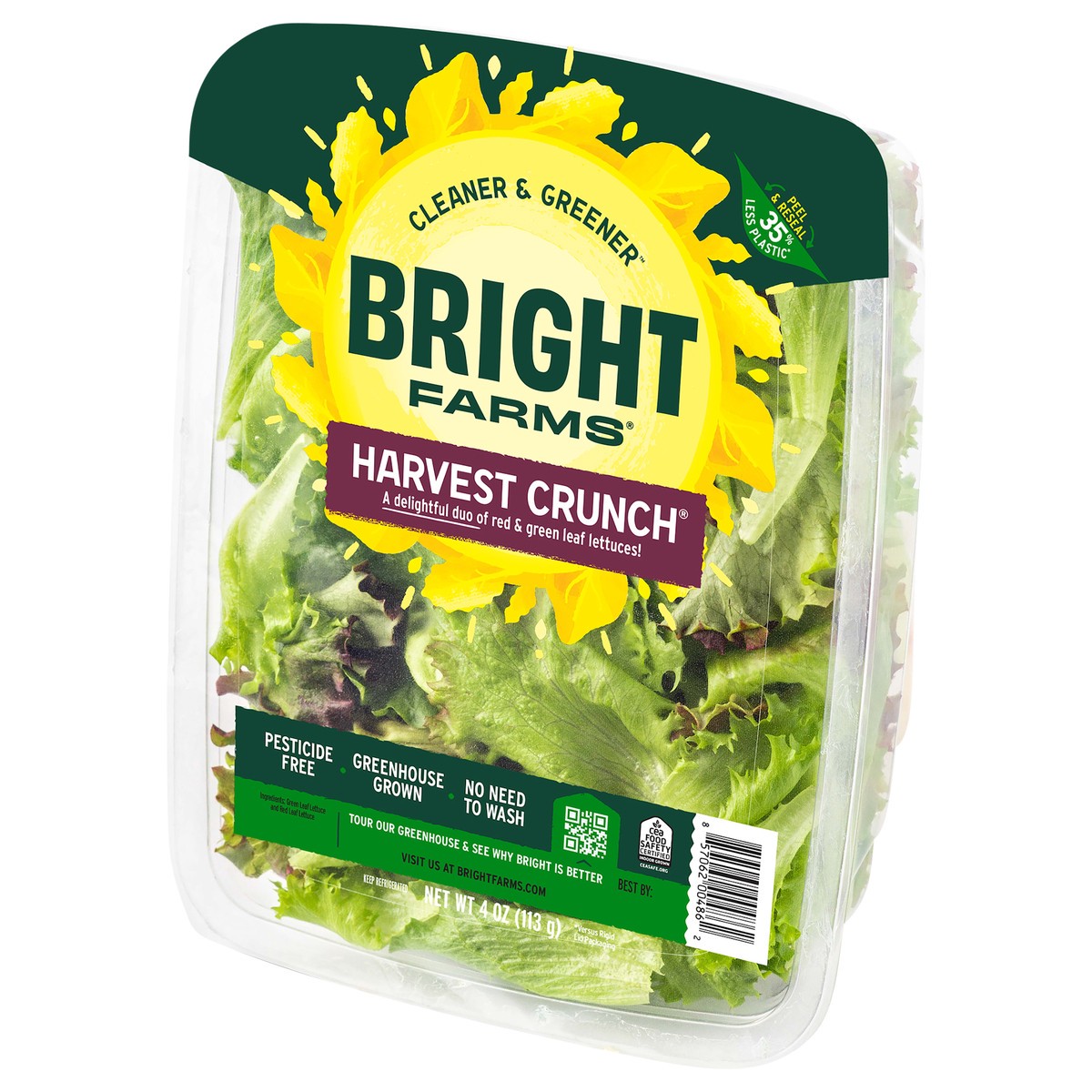 slide 2 of 4, Bright Farms BrightFarms Green & Red Leaf Lettuce aka Harvest Crunch, 4 oz Salad, 4 oz