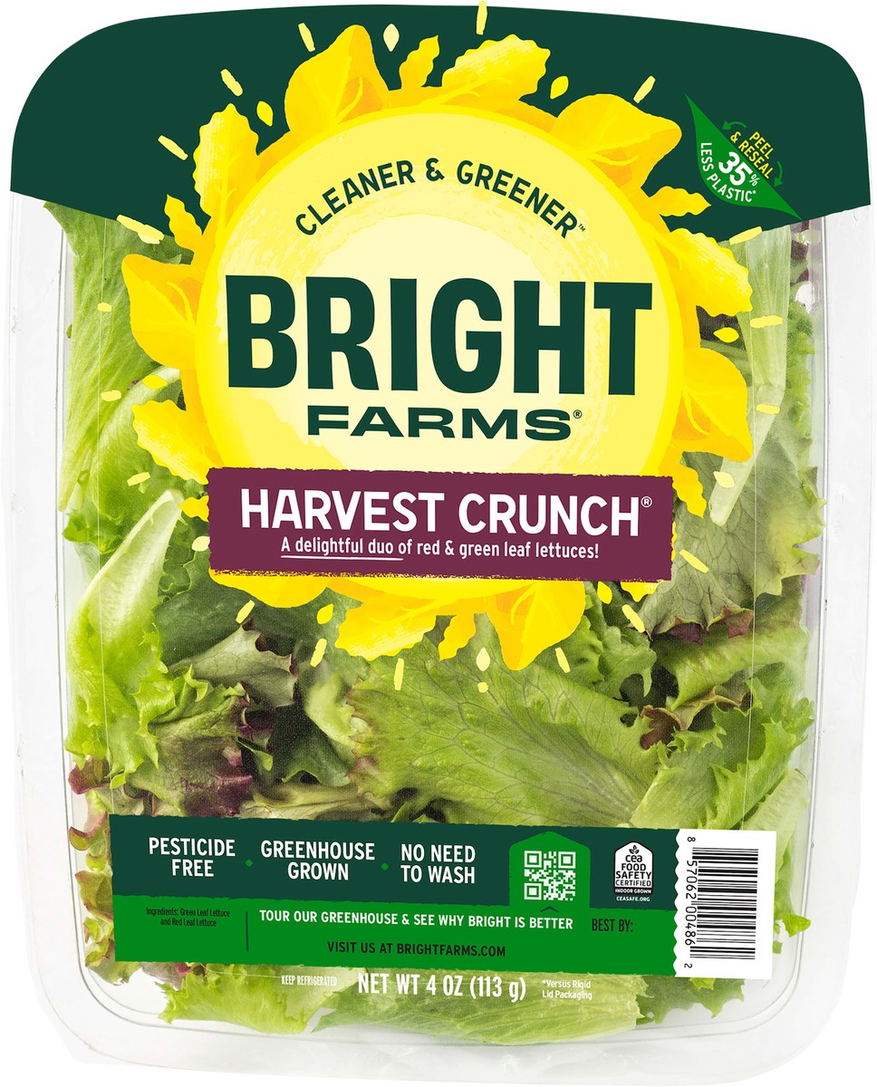 slide 3 of 4, Bright Farms BrightFarms Green & Red Leaf Lettuce aka Harvest Crunch, 4 oz Salad, 4 oz