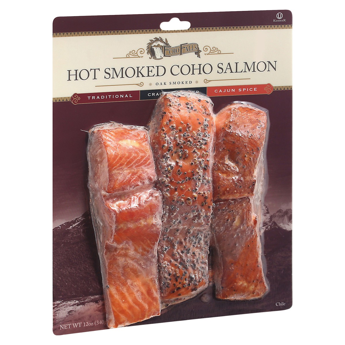 slide 4 of 9, Echo Falls Hot Smoked Traditional/Cracked Pepper/Cajun Spice Coho Salmon 12 oz,