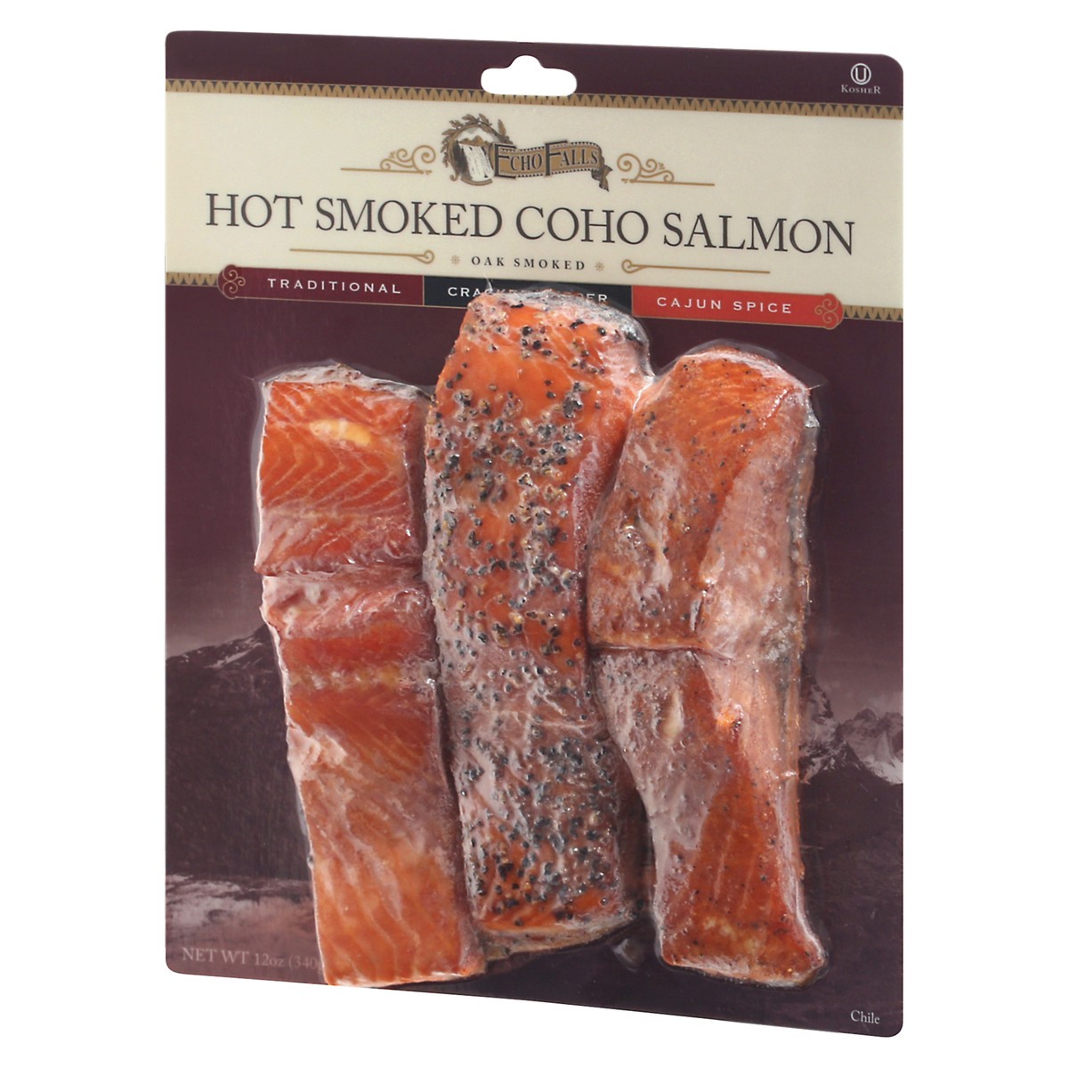 slide 6 of 9, Echo Falls Hot Smoked Traditional/Cracked Pepper/Cajun Spice Coho Salmon 12 oz,