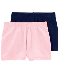 Carter's Toddler 2-Pack Tumbling Shorts Pink/Navy 2T