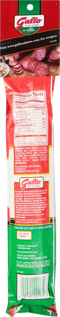 slide 9 of 9, Gallo Salame Premium Italian Dry Salami Chub, 18.5 oz., 524.47 g