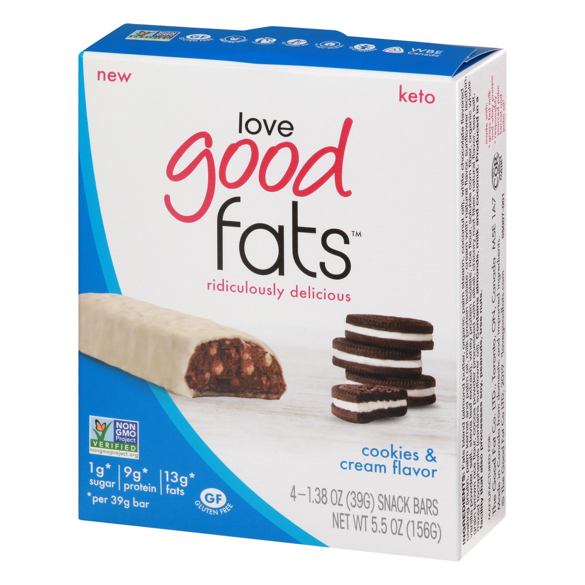 slide 9 of 13, Love Good Fats Cookies & Cream Snack Bars 4 ea, 4 ct