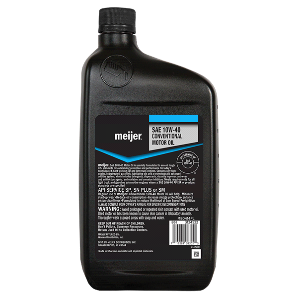 slide 3 of 5, Meijer Conventional SAE 10W-40 Motor Oil, 1 qt