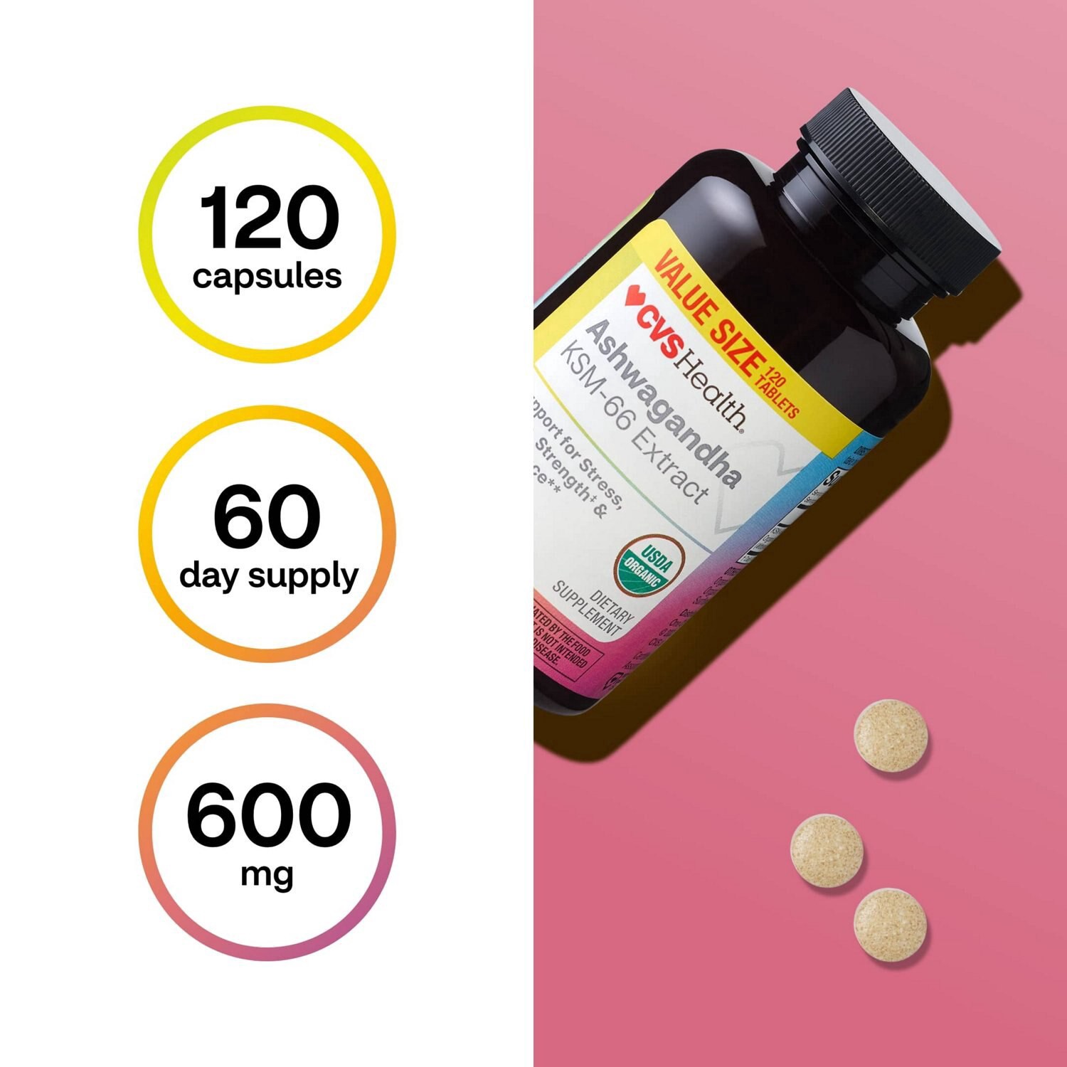 slide 6 of 11, Cvs Ashwagandha Tablets, 120 Ct, 120 ct