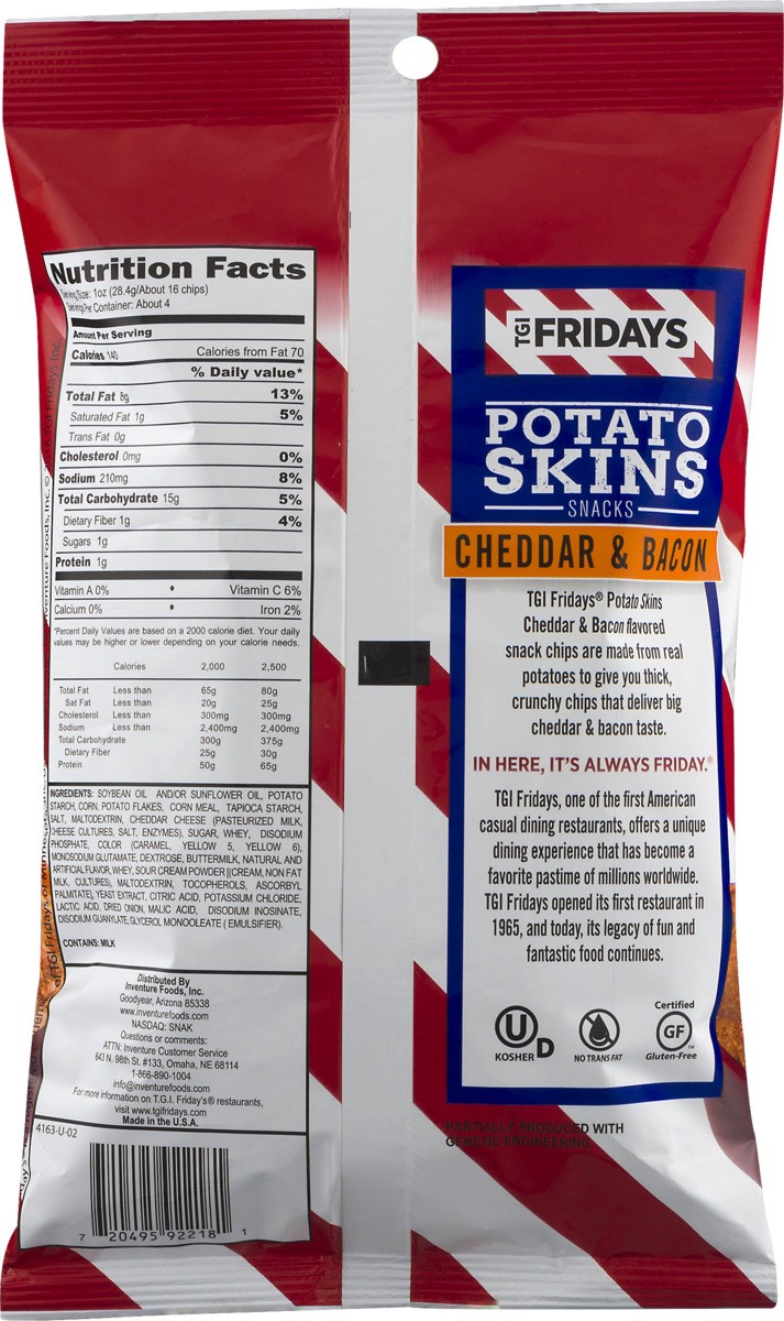 slide 9 of 9, T.G.I. Friday's Cheddar & Bacon Potato Skins Snacks, 3.5 oz