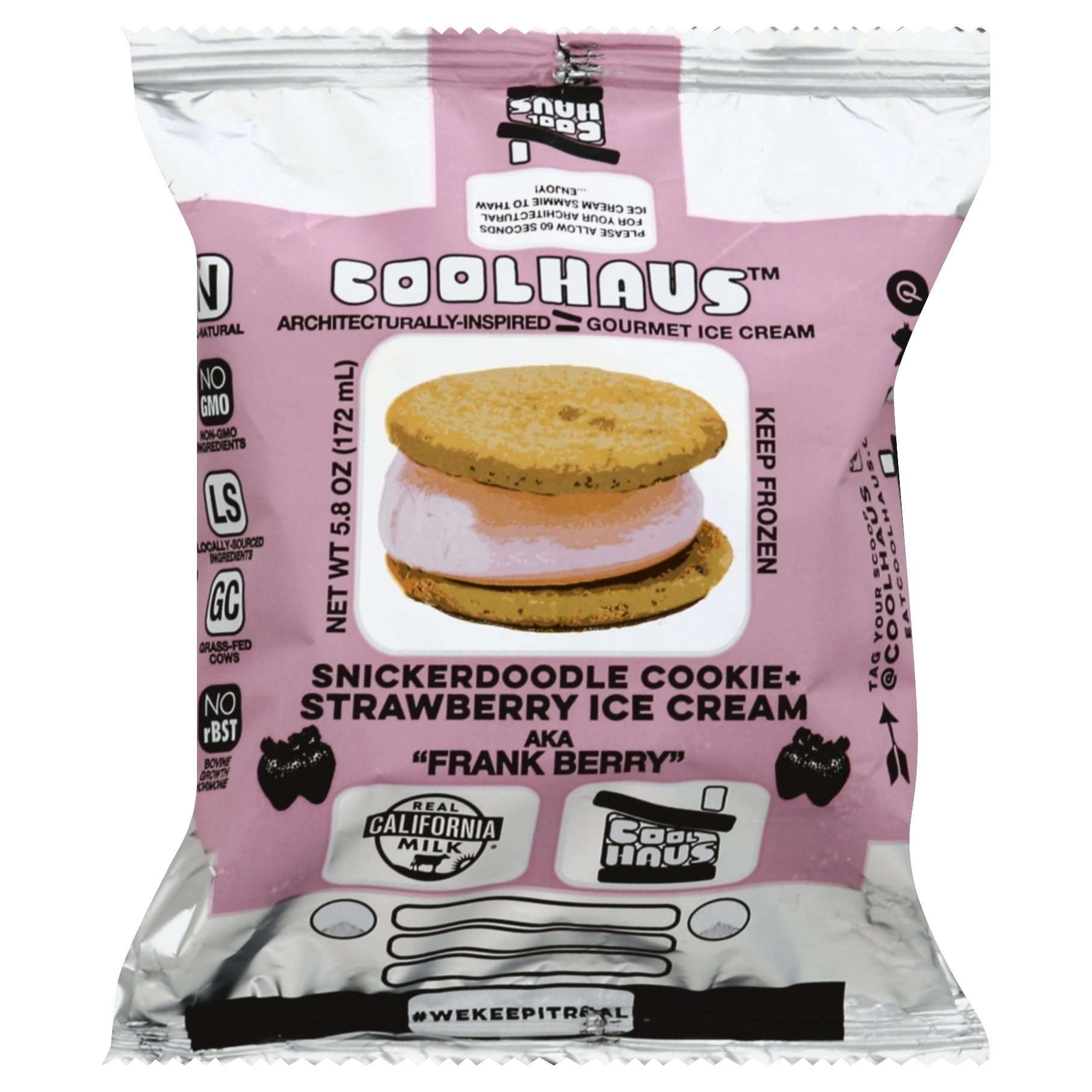 slide 1 of 5, Coolhaus Stawberry Snickerdoodle Ice Cream Sandwich, 5.8 oz