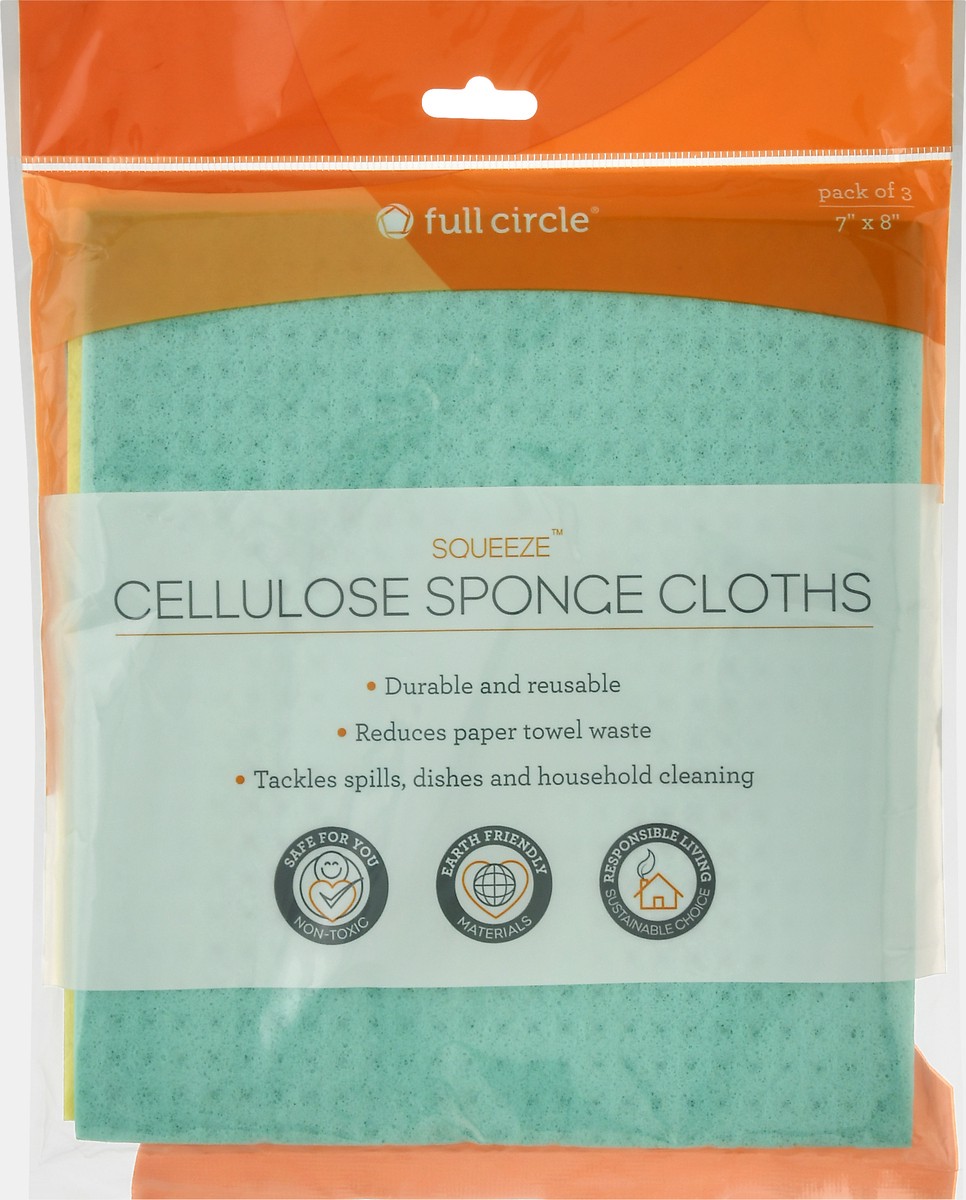 slide 1 of 5, Full Circle Squeeze Cellulose Sponge Cloths 3 ea, 3 ct