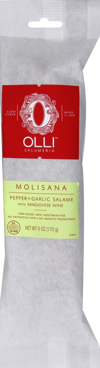 slide 4 of 4, Olli Salumeria Molisana Pepper & Garlic Salame with Sangiovese Wine, 6 oz