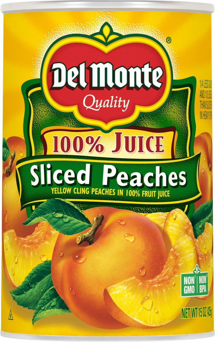 slide 2 of 10, Del Monte 100% Juice Sliced Peaches 15 oz Can, 15 oz