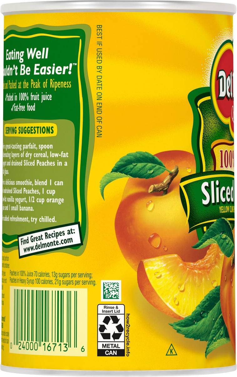 slide 4 of 10, Del Monte 100% Juice Sliced Peaches 15 oz Can, 15 oz