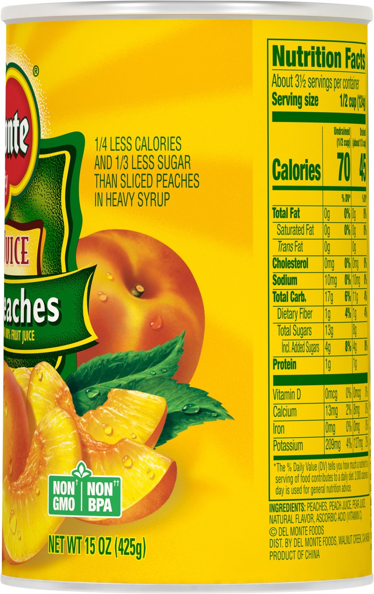 slide 5 of 10, Del Monte 100% Juice Sliced Peaches 15 oz Can, 15 oz