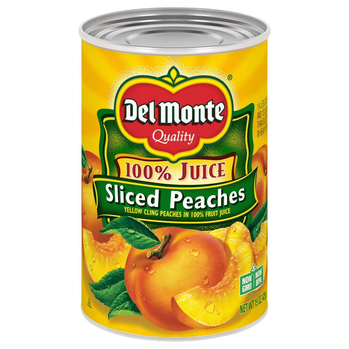slide 1 of 10, Del Monte 100% Juice Sliced Peaches 15 oz Can, 15 oz