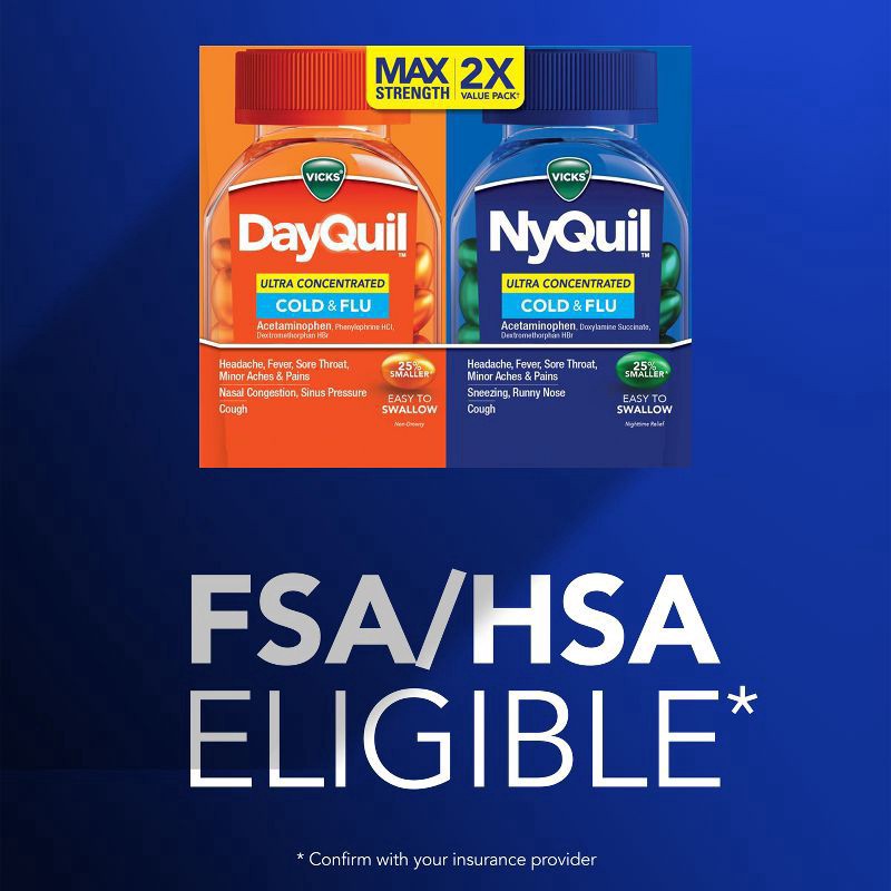 slide 3 of 13, Vicks DayQuil & NyQuil Ultra Concentrated Cold & Flu Medicine Liquicaps - 96ct, 96 ct