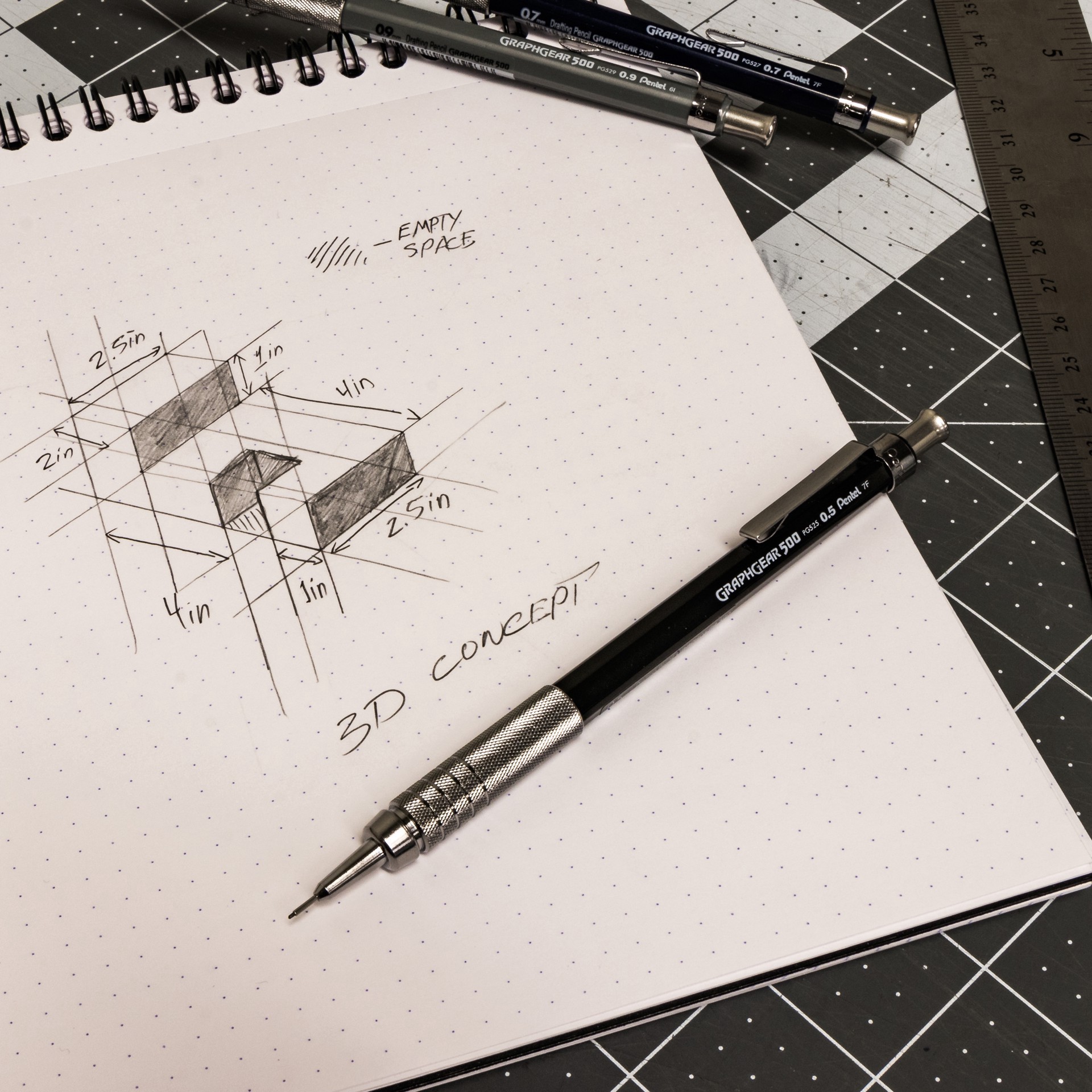 slide 4 of 4, Pentel Arts Graphgear 500 Mechanical Pencil, 0.5 Mm, 0.5 mm