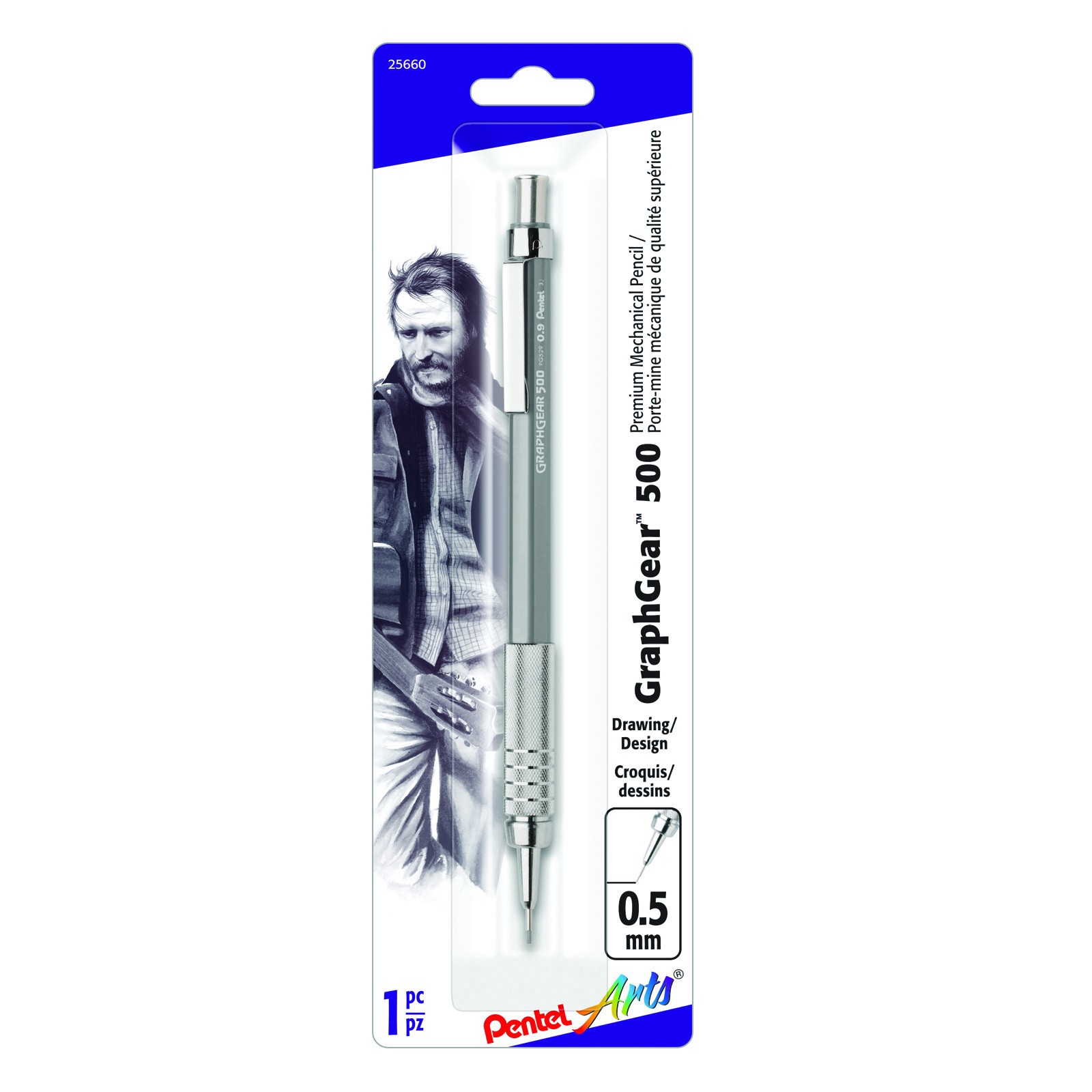 slide 2 of 4, Pentel Arts Graphgear 500 Mechanical Pencil, 0.5 Mm, 0.5 mm