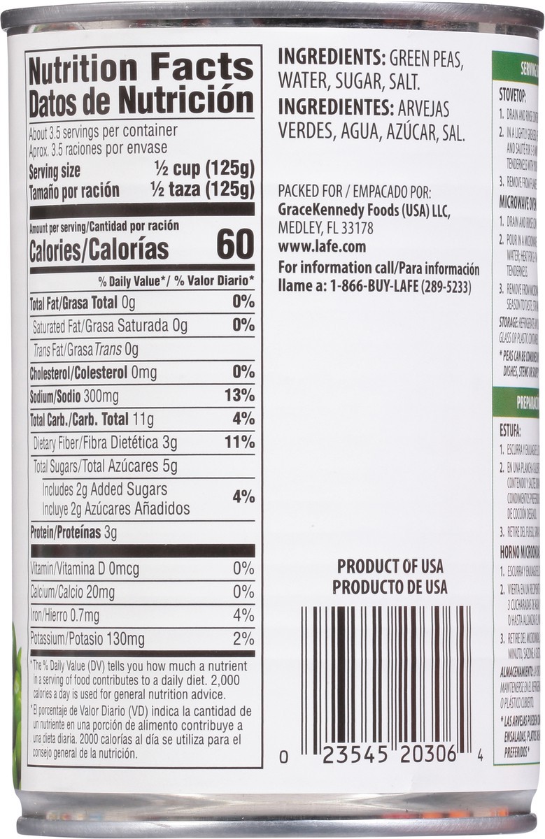 slide 10 of 11, La Fe Sweet Peas 15 oz, 15 oz