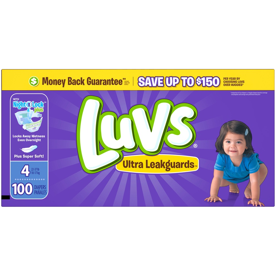 slide 1 of 1, Luvs With Ultra Leakguards Diapers Size 4, 100 ct