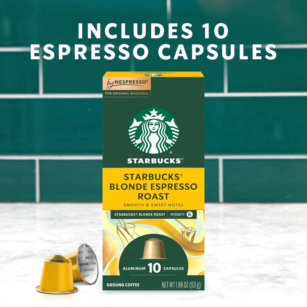 slide 3 of 6, Starbucks by Nespresso Original Line Capsules, Blonde Roast Espresso, 10 ct