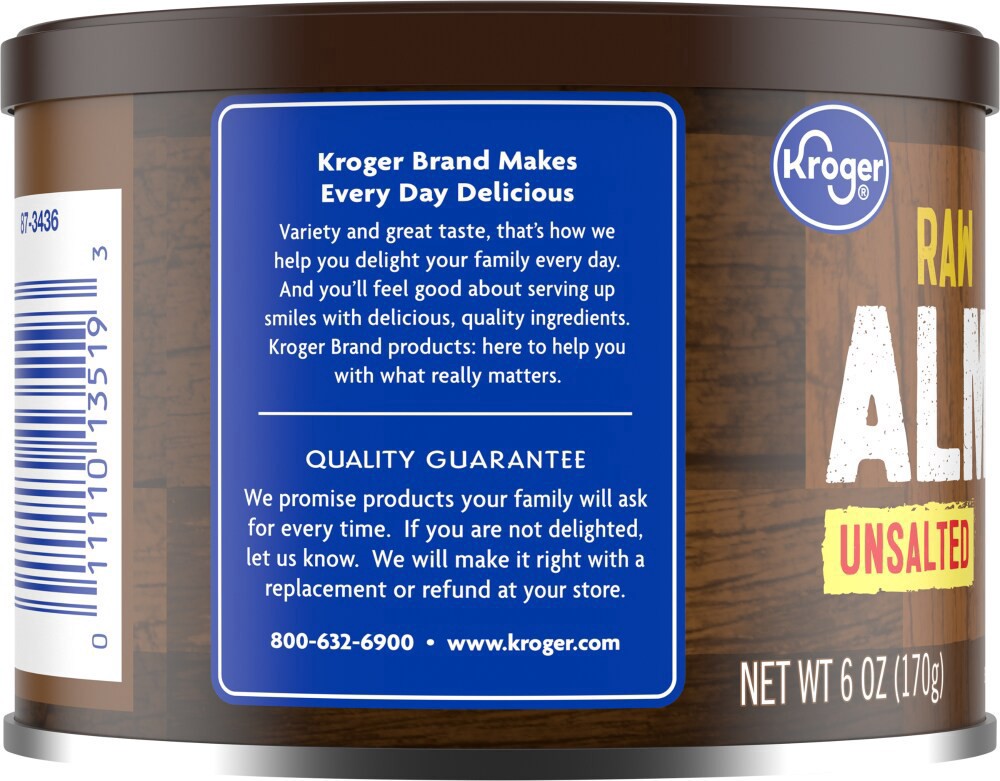 slide 4 of 4, Kroger Unsalted Raw Almonds, 6 oz