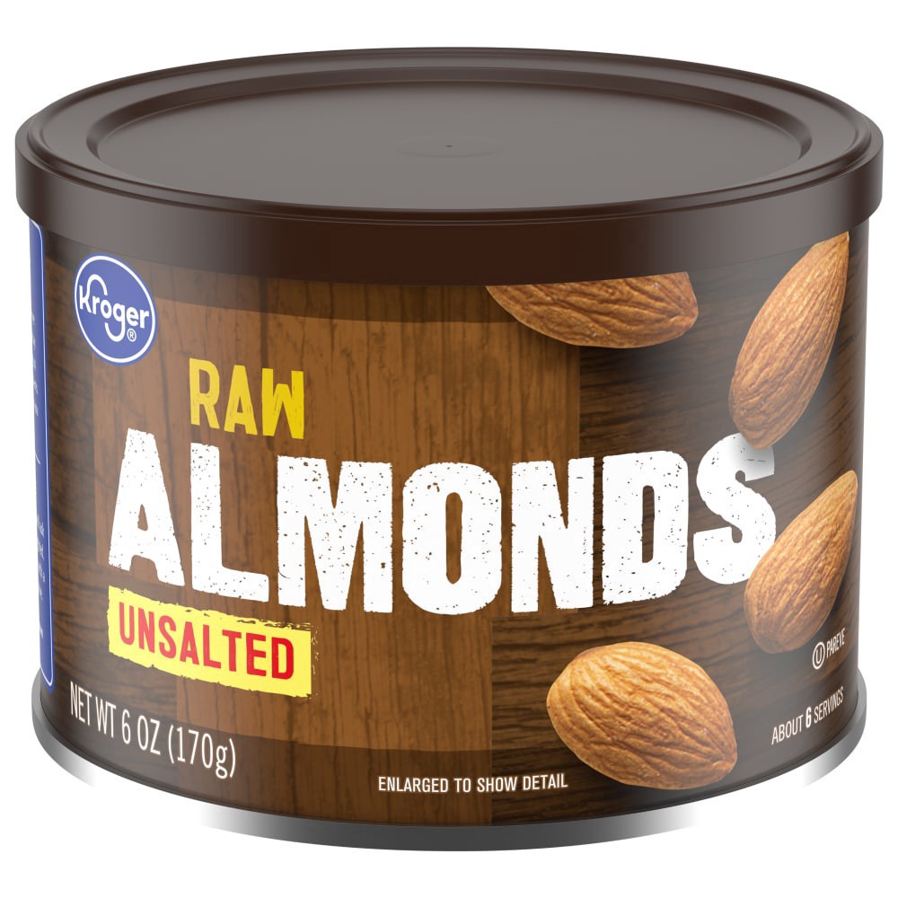 slide 1 of 4, Kroger Unsalted Raw Almonds, 6 oz