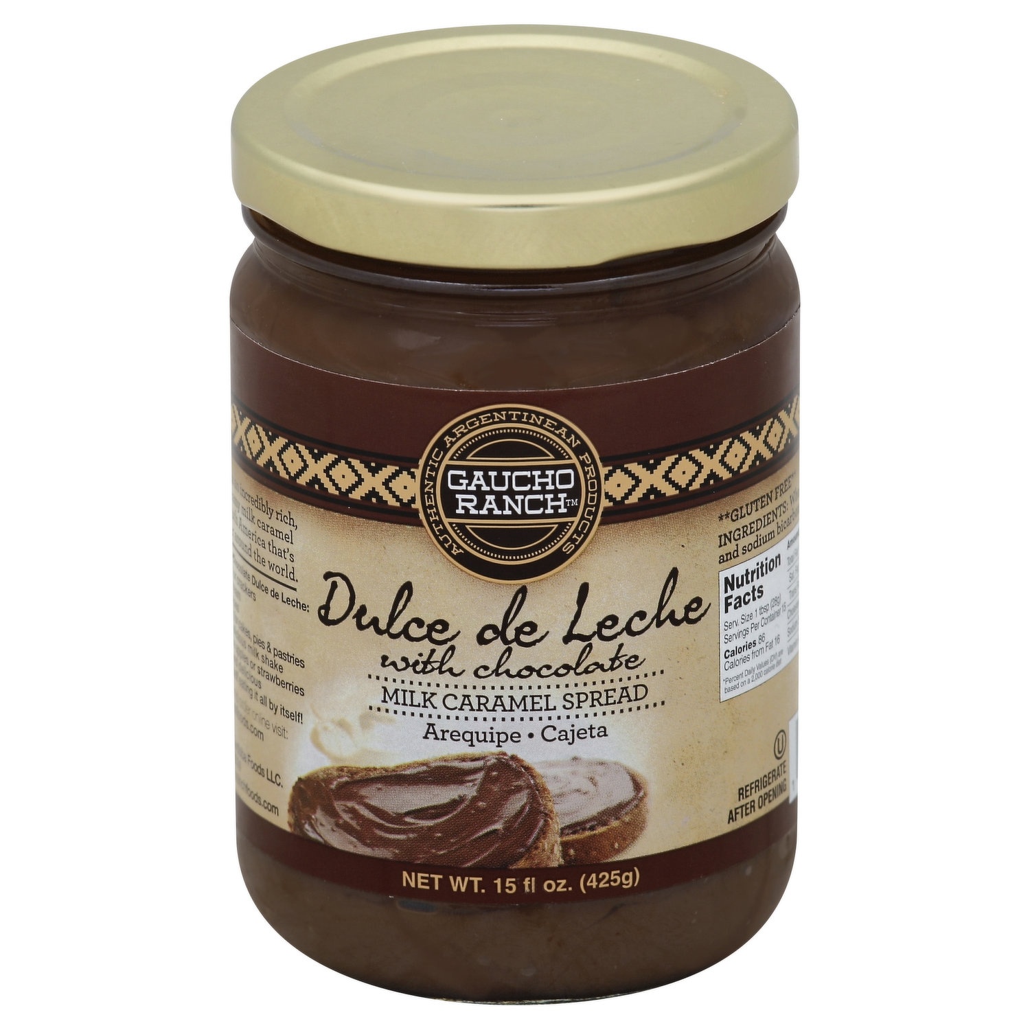 slide 1 of 2, Gaucho Ranch Gaucho Dulce De Leche Choc, 15 oz