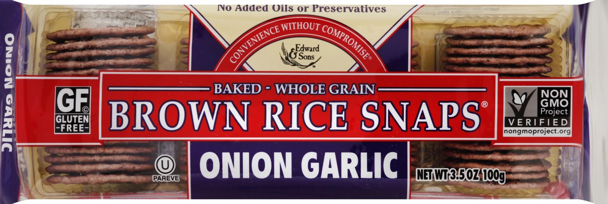 slide 5 of 5, Edward & Sons Onion Garlic Rice Snaps, 3.5 oz