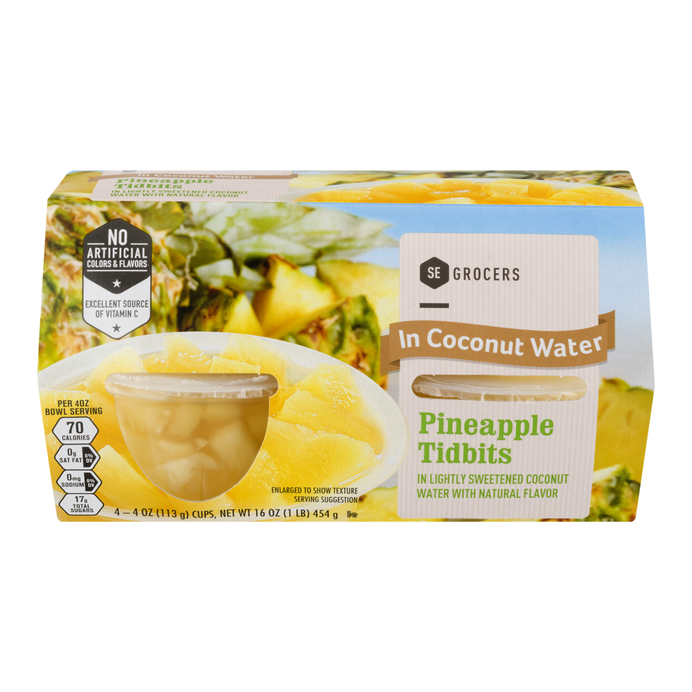 slide 1 of 1, SE Grocers Pineapple Fruit Cup, 4 ct