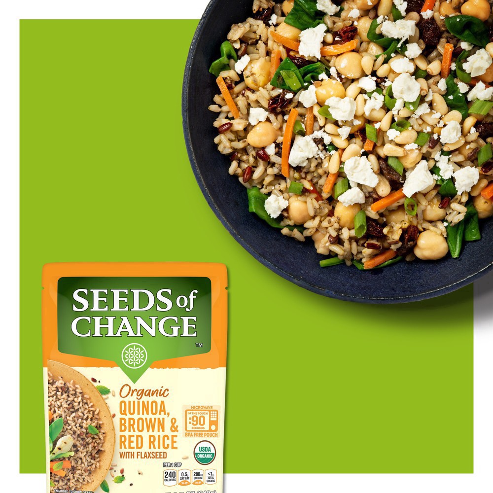 slide 22 of 38, Seeds of Change Organic Quinoa, Brown & Red Rice with Flaxseed Mix Microwavable Pouch - 8.5oz, 