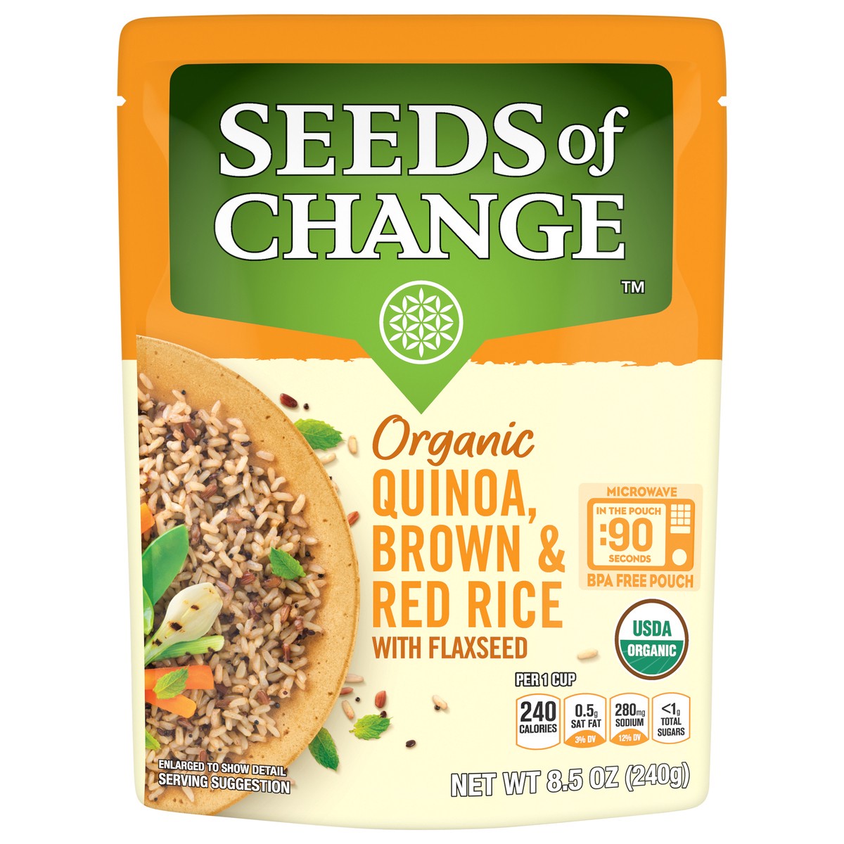 slide 1 of 38, Seeds of Change Organic Quinoa, Brown & Red Rice with Flaxseed Mix Microwavable Pouch - 8.5oz, 