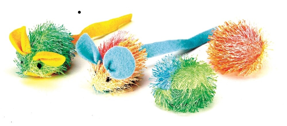 slide 1 of 1, SPOT Ethical Stringy Mice & Ball Cat Toy, 4 ct