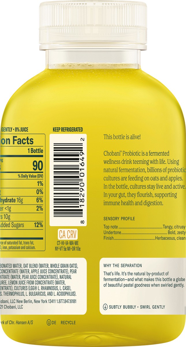 slide 7 of 7, Chobani Probiotic Fermented Lemon Ginger Plant-Based Drink - 14 fl oz, 14 fl oz