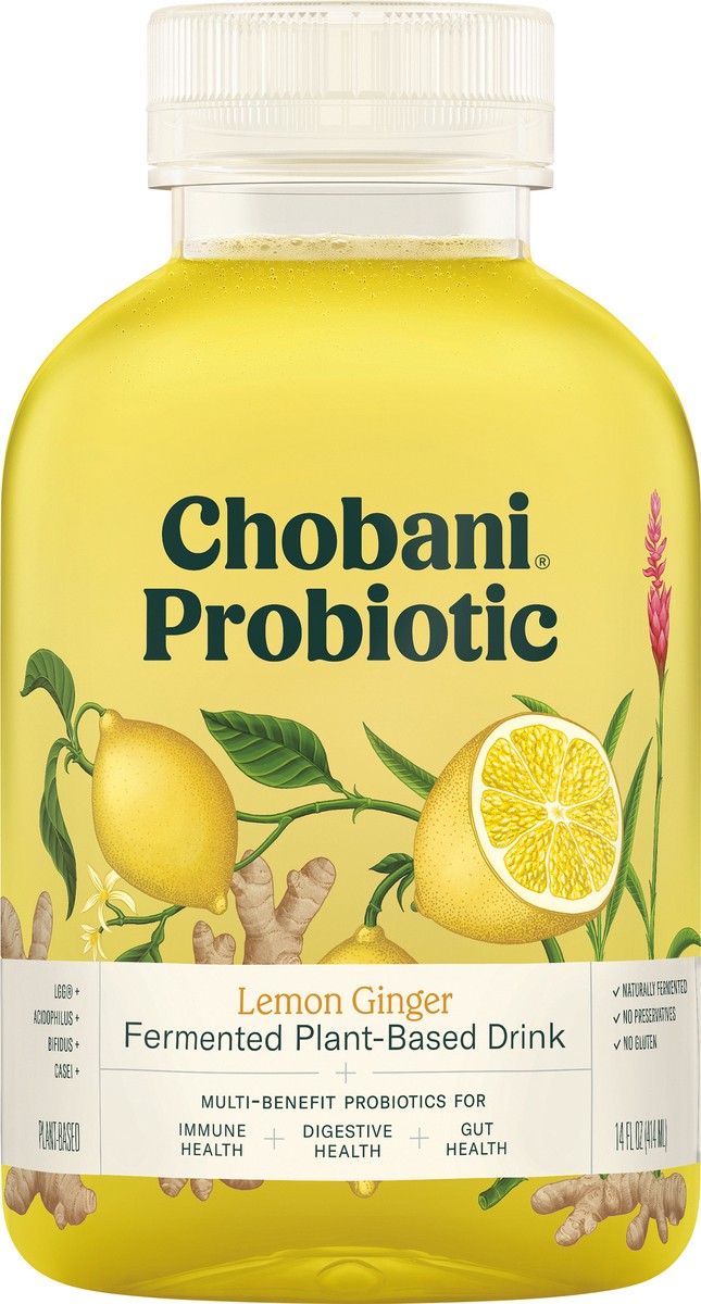 slide 2 of 7, Chobani Probiotic Fermented Lemon Ginger Plant-Based Drink - 14 fl oz, 14 fl oz