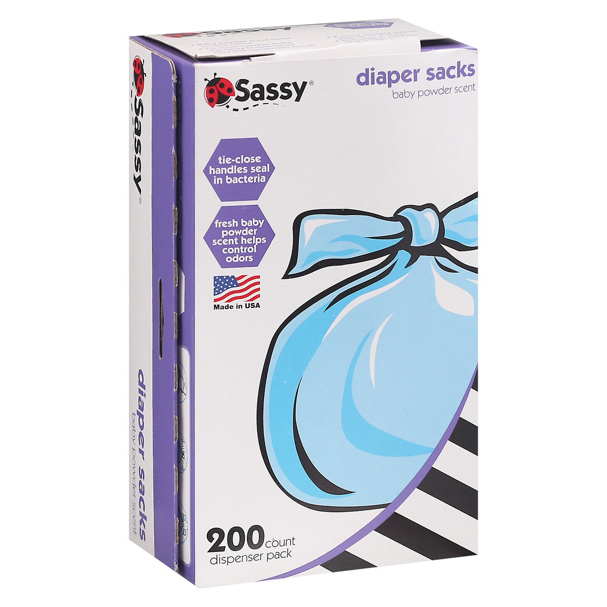 slide 13 of 13, Sassy Dispenser Pack Baby Powder Diaper Sacks 200 200 ea, 200 ct