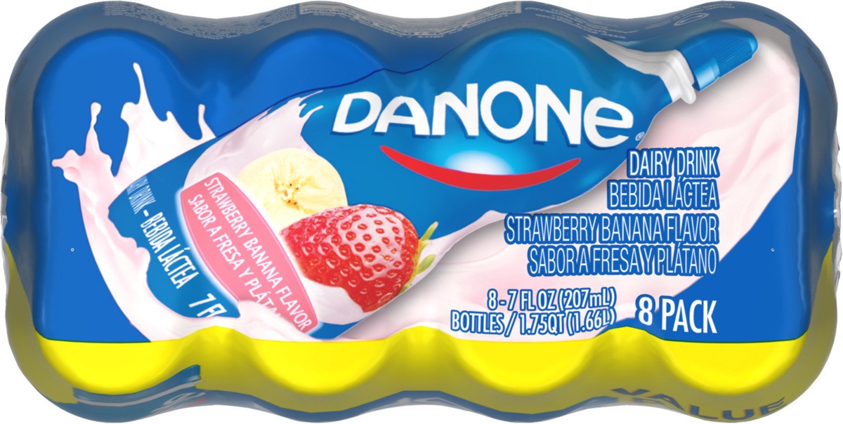 slide 3 of 8, Dannon Nonfat Yogurt Smoothie, Strawberry Banana, 7 fl oz., 8 Pack, 7 fl oz