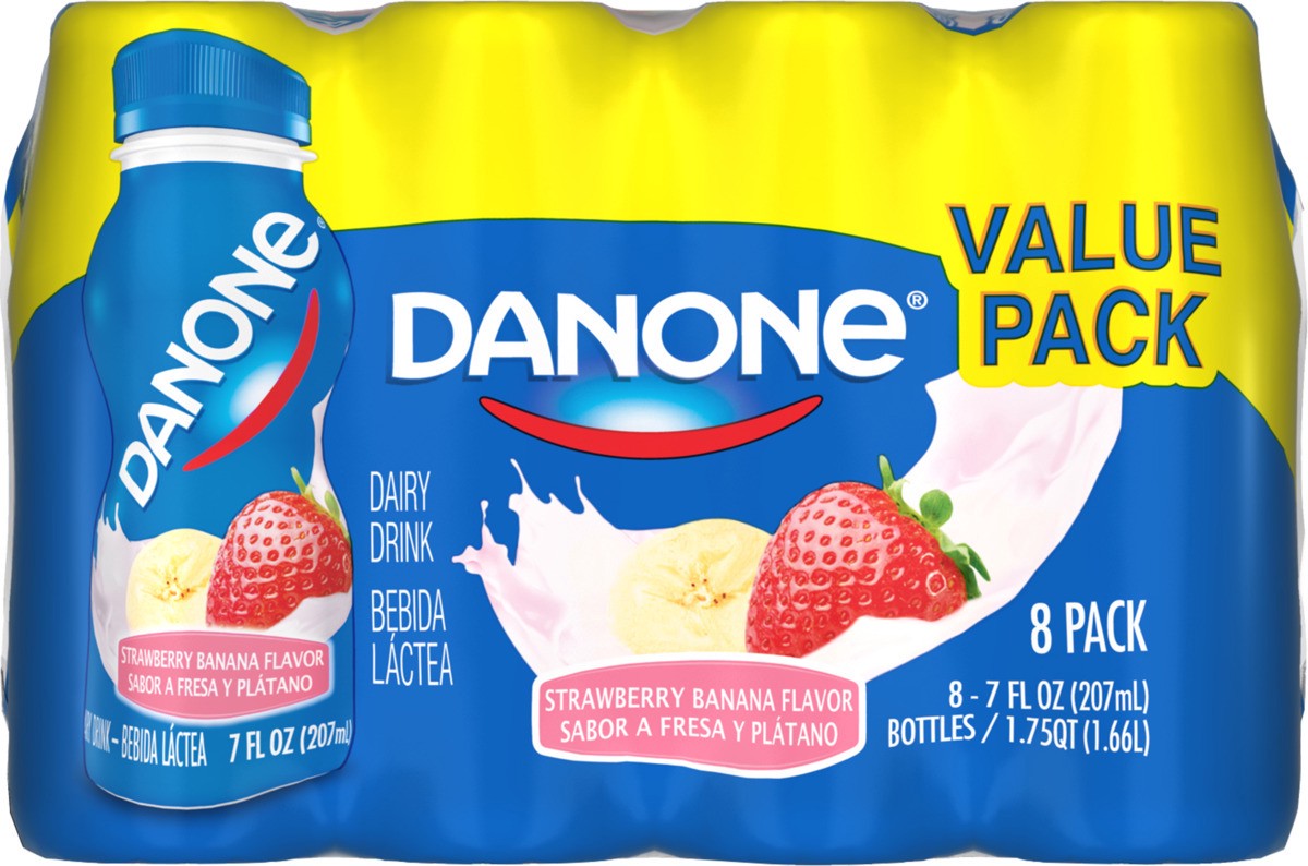 slide 5 of 8, Dannon Nonfat Yogurt Smoothie, Strawberry Banana, 7 fl oz., 8 Pack, 7 fl oz